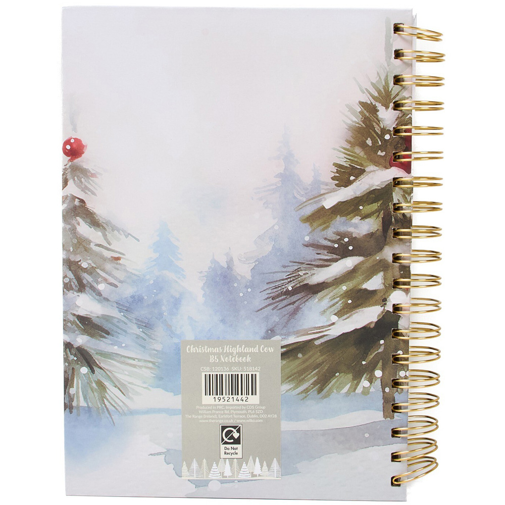 Christmas Highland Cow B5 Notebook Image 4