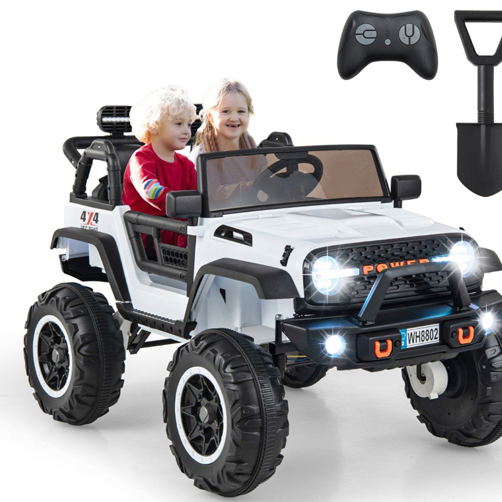 Costway Kids 2 Seater White Ride On Car with Remote Control and Horn 24V Image 4
