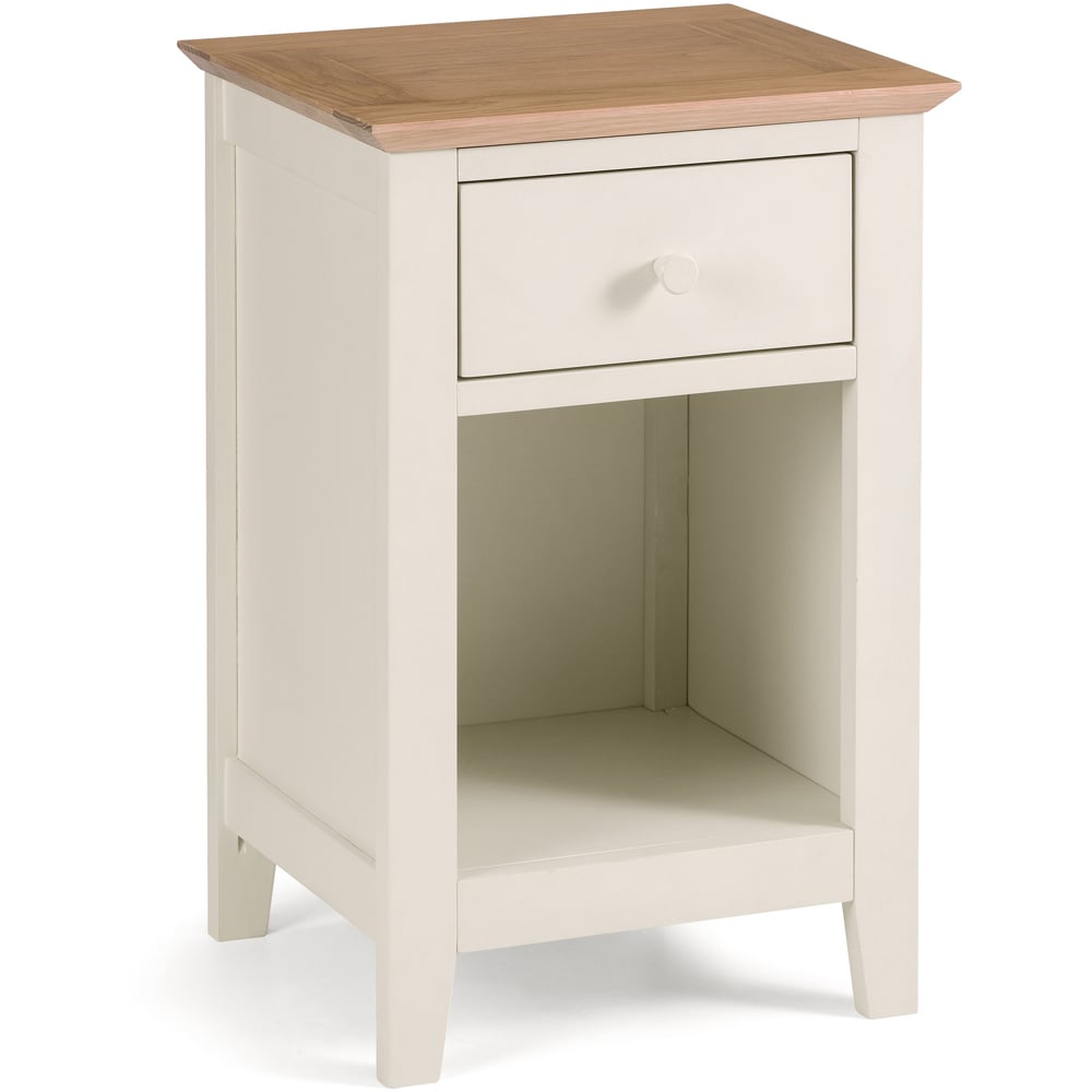 Julian Bowen Salerno Shaker Single Drawer Ivory and Oak Bedside Table Image 2