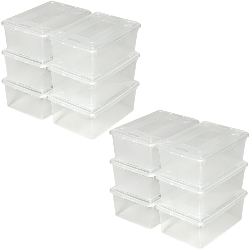 tectake Storage Box with Lid 12 Pack Image 1