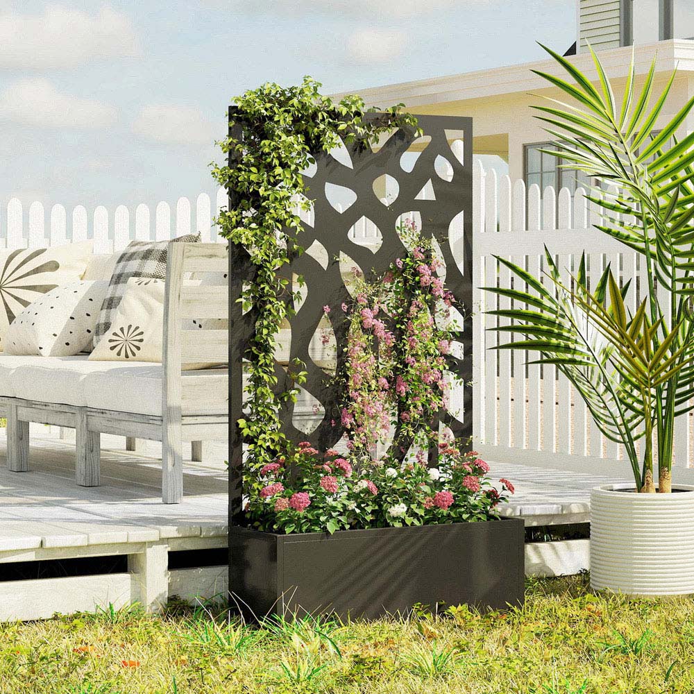 Outsunny Metal Raised Garden Bed with Trellis 116 x 61 x 23cm Image 8