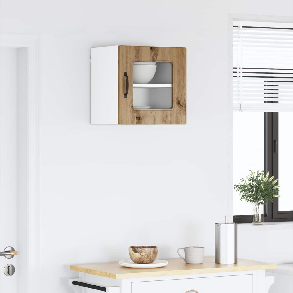 vidaXL Kalmar Single Glass Door Artisan Oak Wall Mounted Kitchen Cabinet Image 9