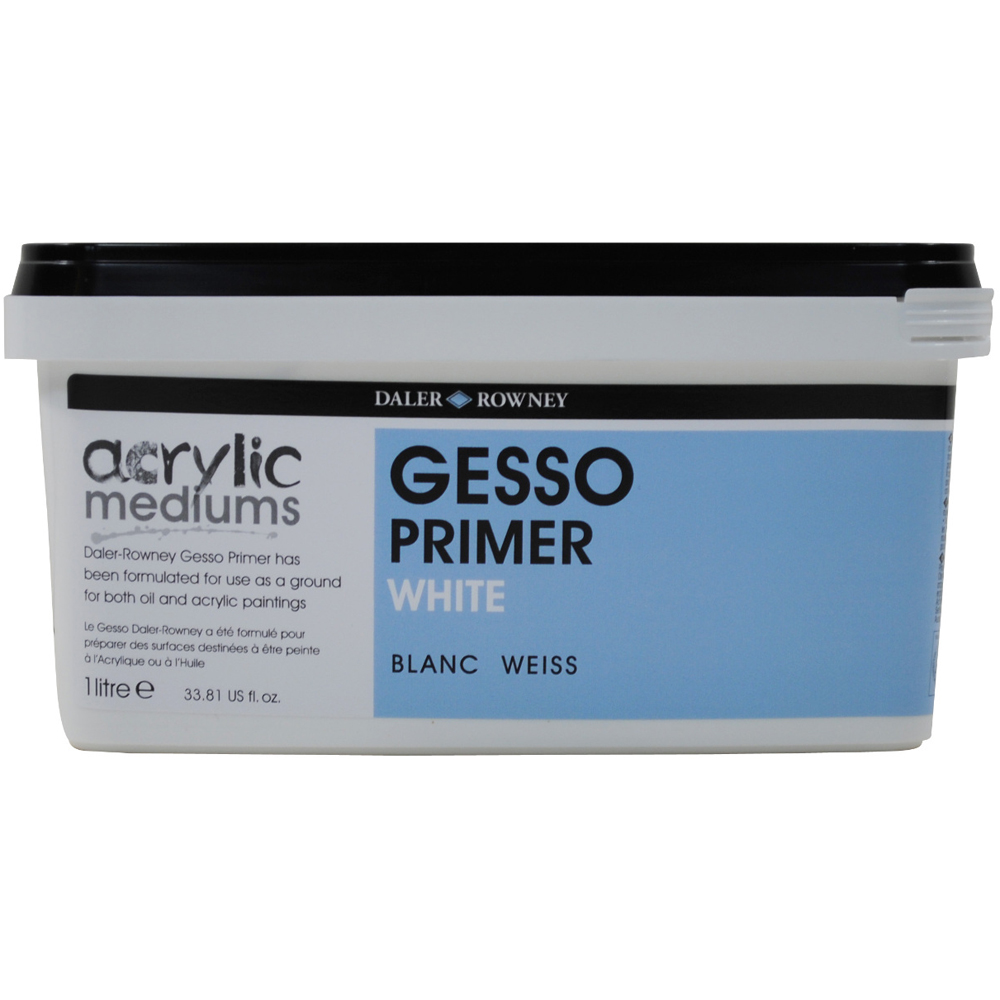 Daler-Rowney Acrylic White Gesso Primer Medium 1L Image 1