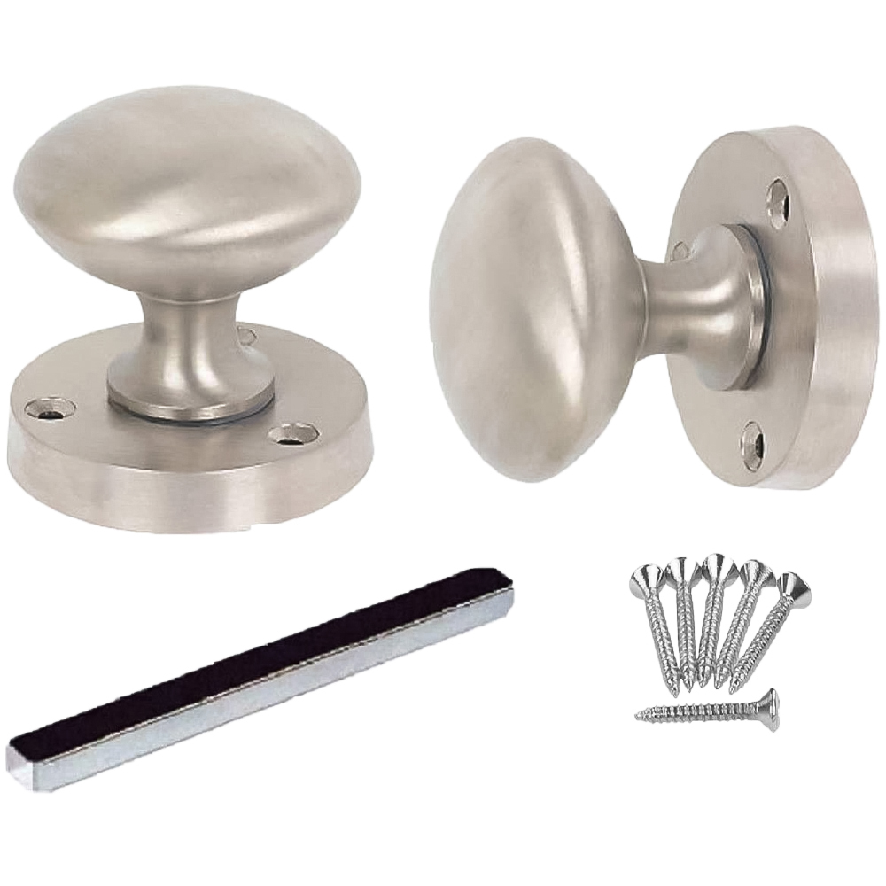Golden Grace Satin Brushed Chrome Mortice Sprung Door Knob Set Image