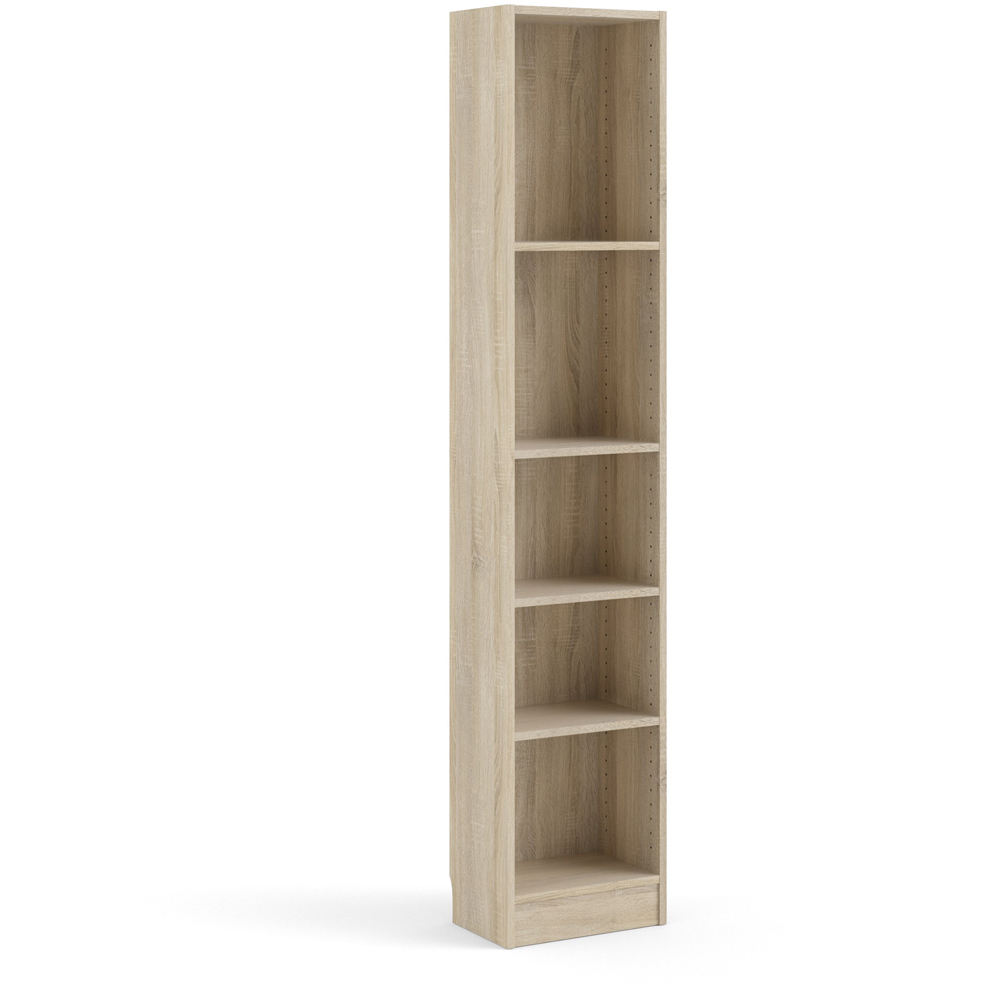 Florence Basic 4 Shelf Oak Narrow Tall Bookcase Image 2