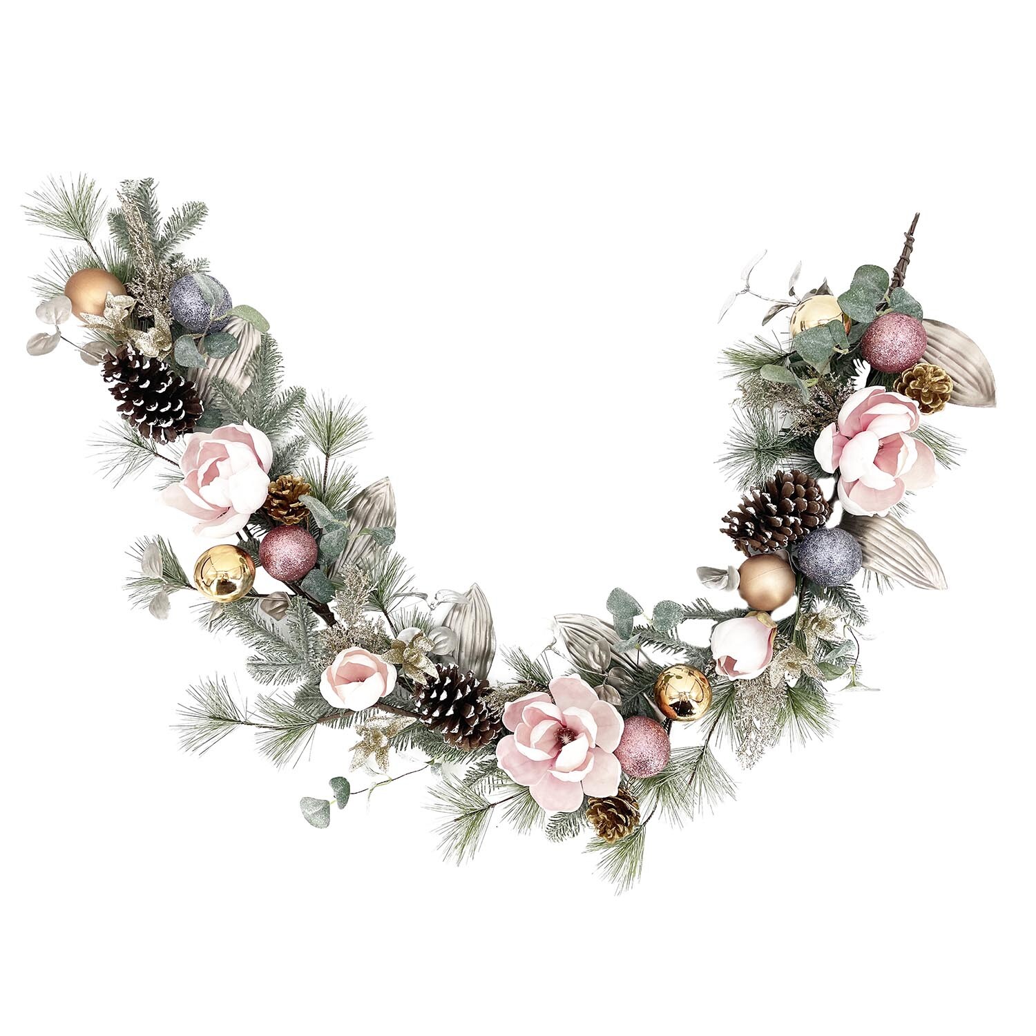 Christmas Blush Flower Bauble Garland Image