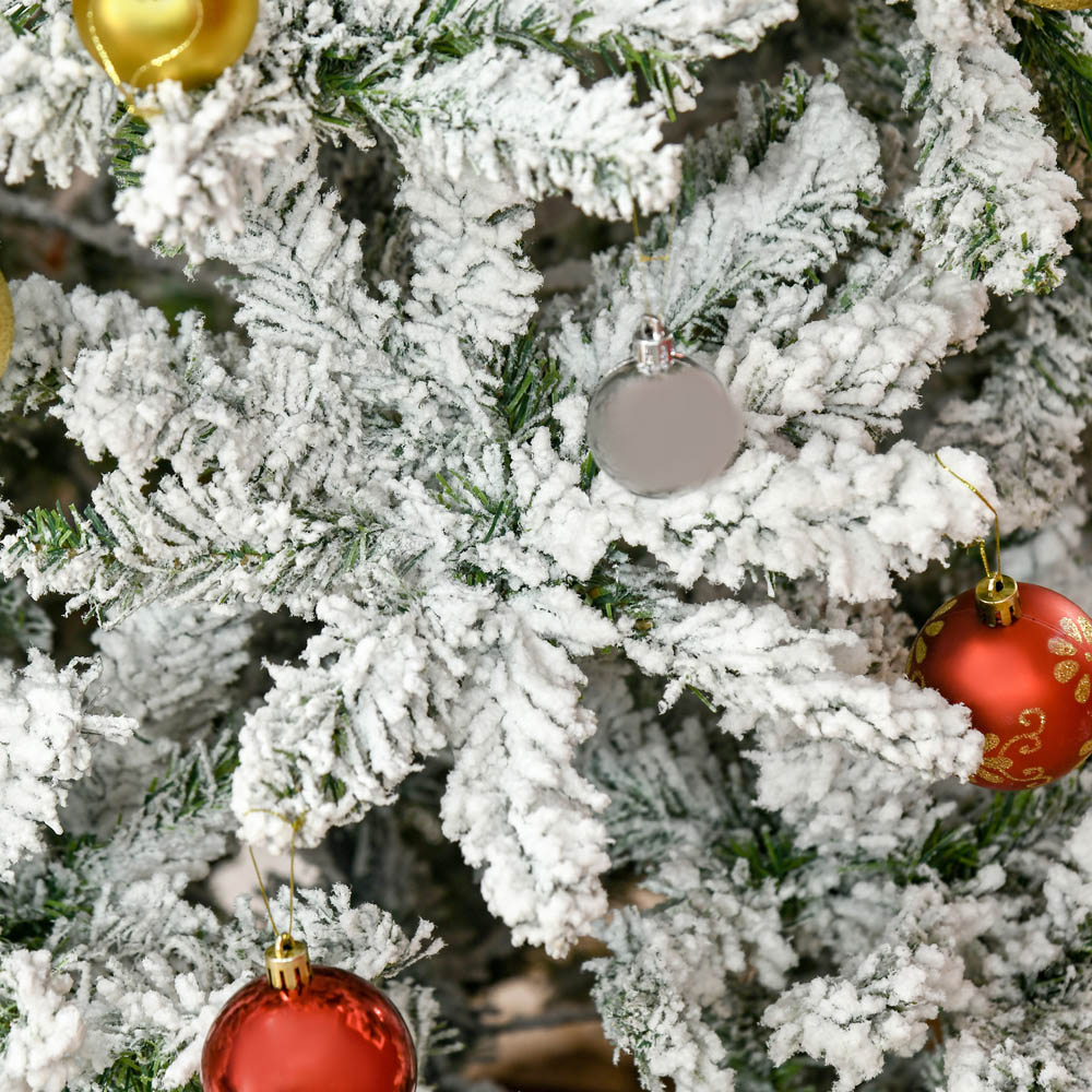 Everglow Green Snow Flocked Artificial Pine Christmas Tree with Steel Base 6ft Image 7