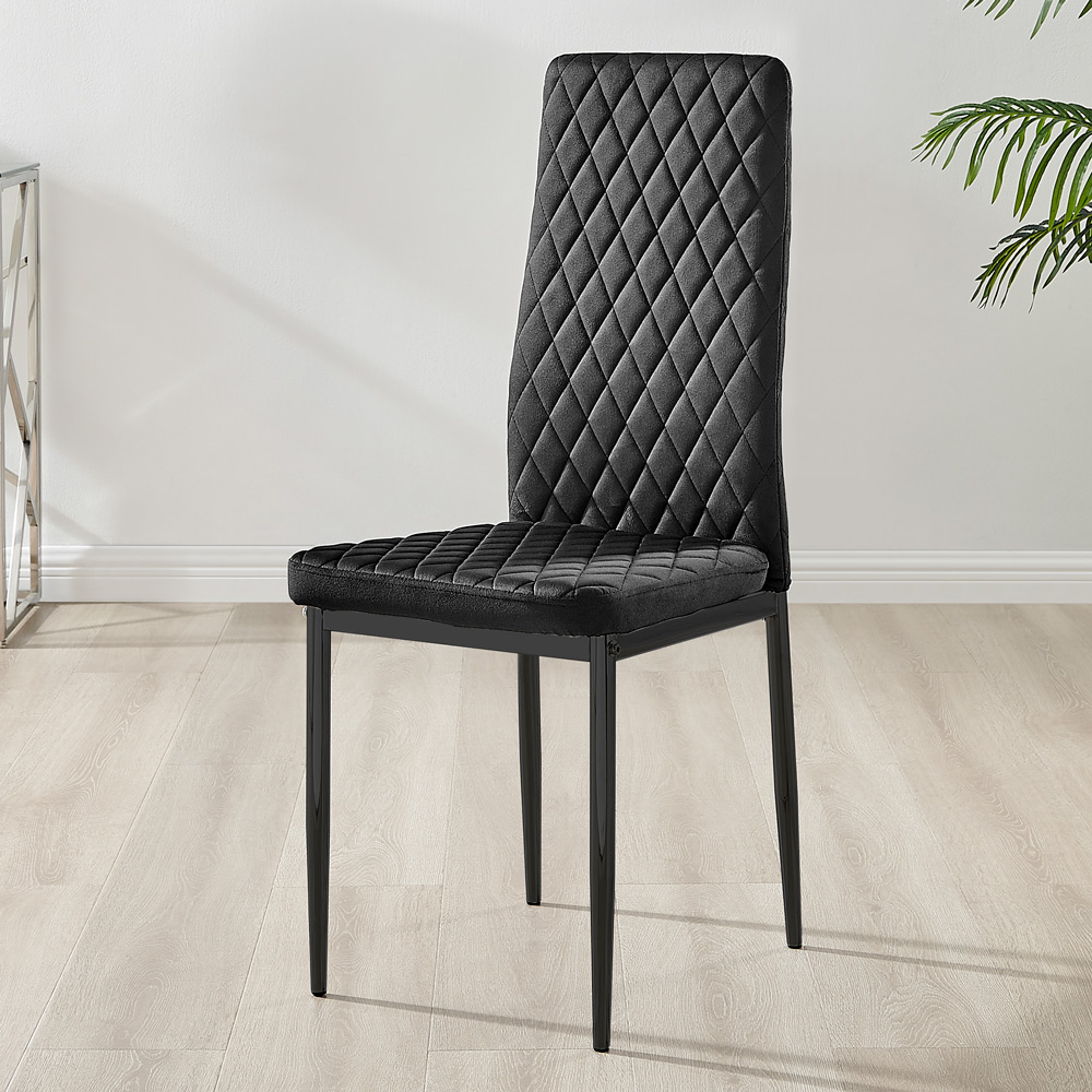 Furniturebox Lucia Valera 4 Seater Dining Set Grey Gloss and Black Image 4