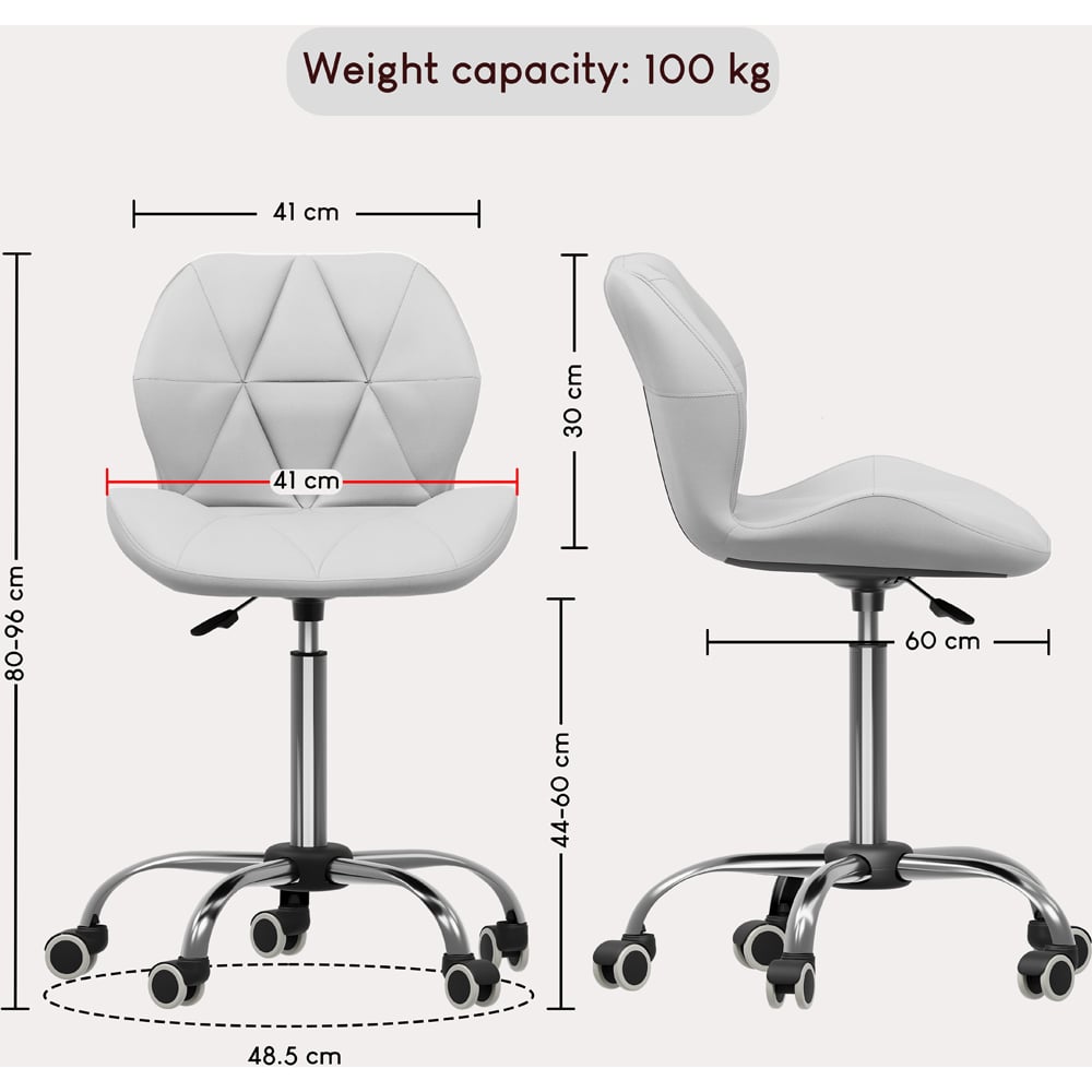 Vida Designs White PU Faux Leather Swivel Office Chair Image 8