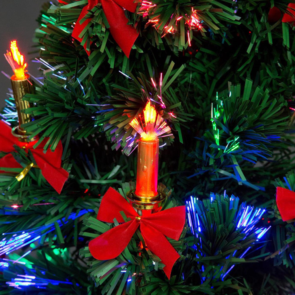 Shatchi Candle and Bow Fibre Optic Artificial Christmas Tree 6ft Image 2