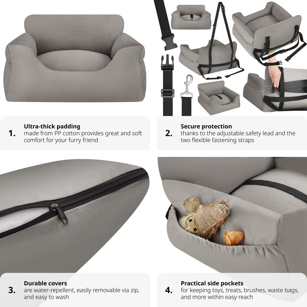 tectake Millow Grey Dog Car Seat Image 4