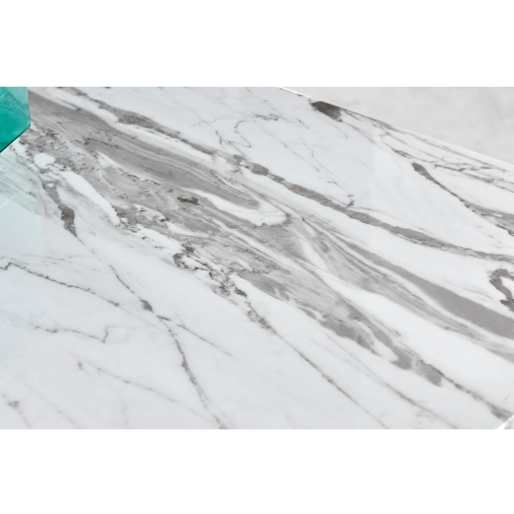 Furniturebox Solo 6 Seater White Marble Effect Dining Table Image 4