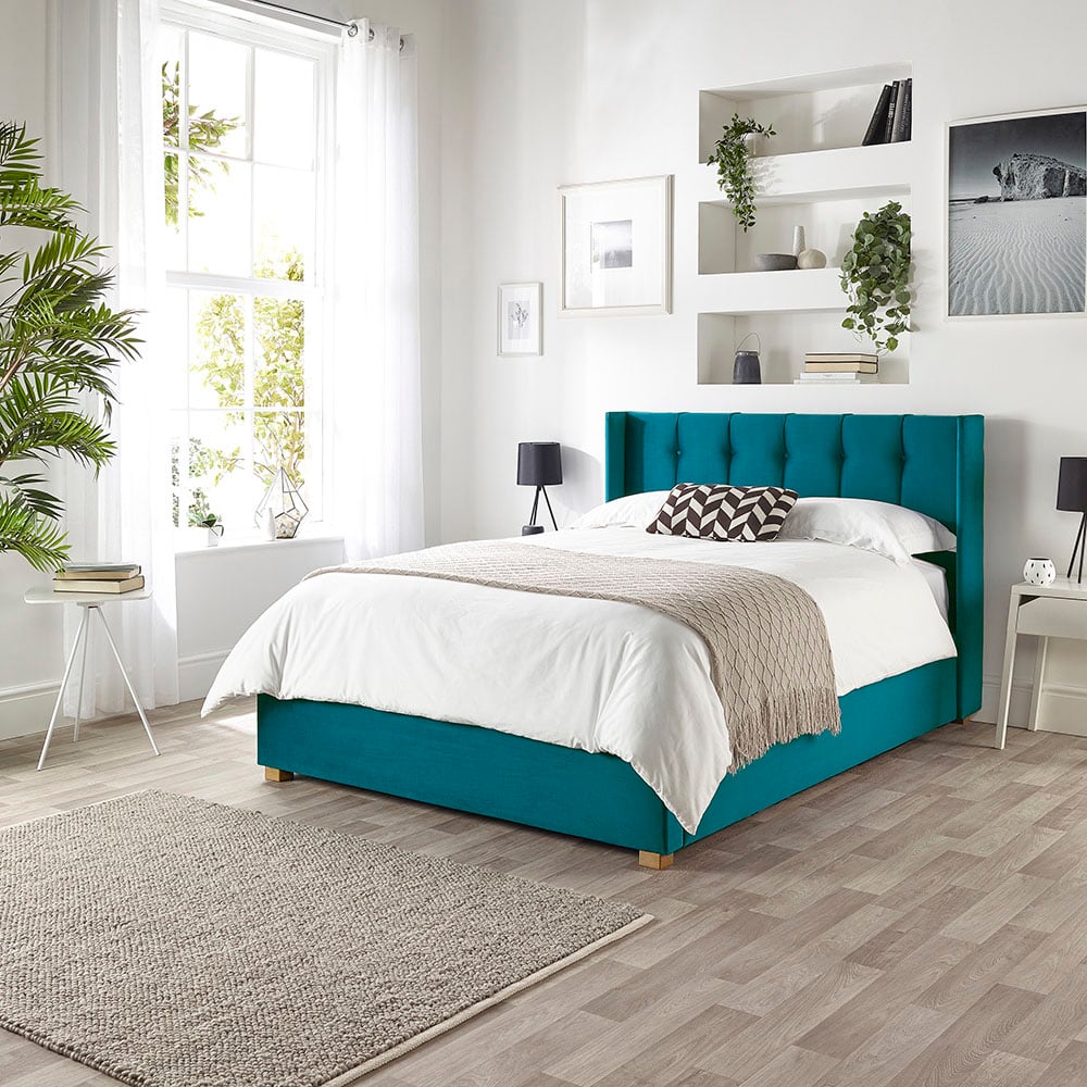 Catherine Lansfield Utopia Single Emerald Velvet Ottoman Wing Bed Image 4