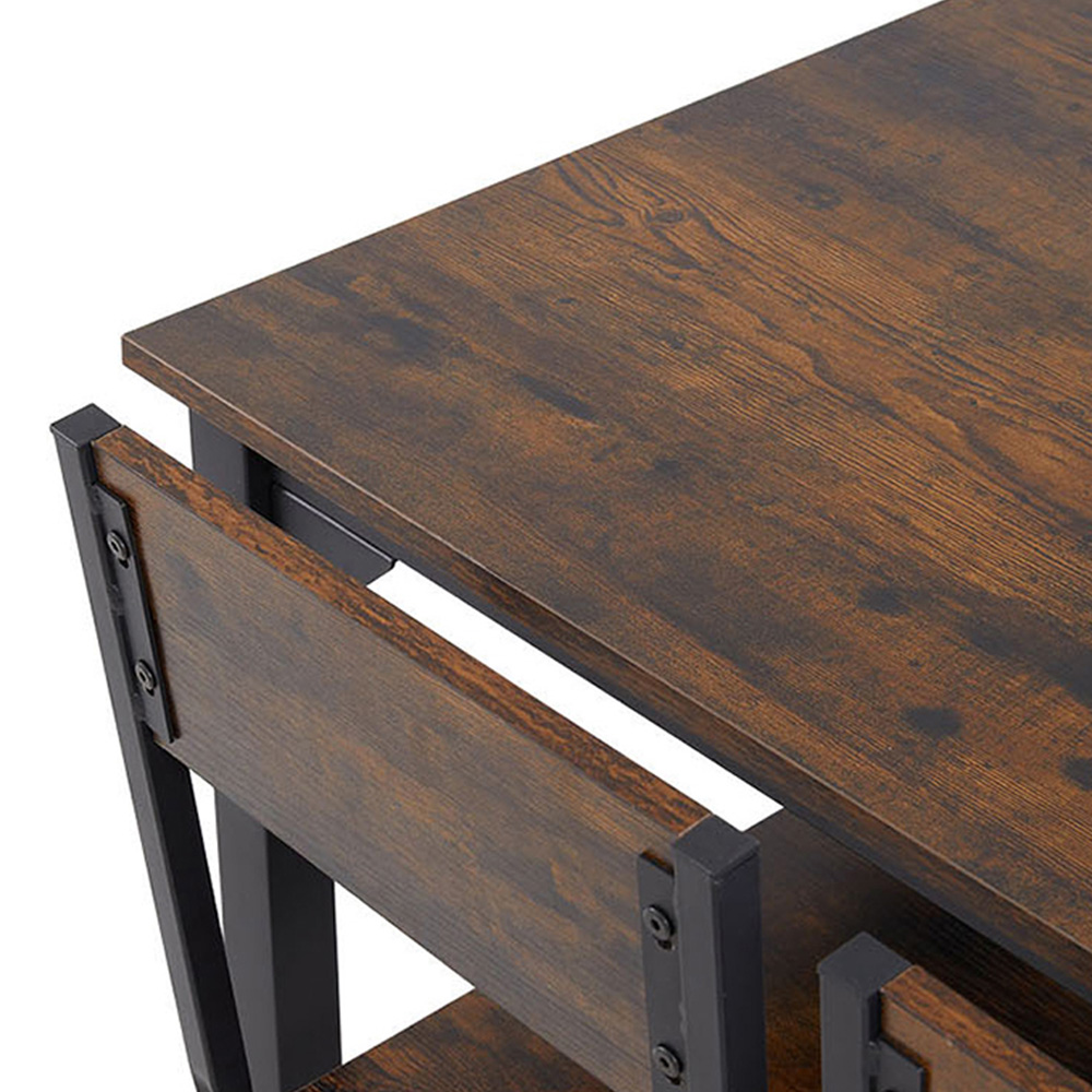 Living and Home 4 Seater Dining Set Black and Dark Brown Image 5