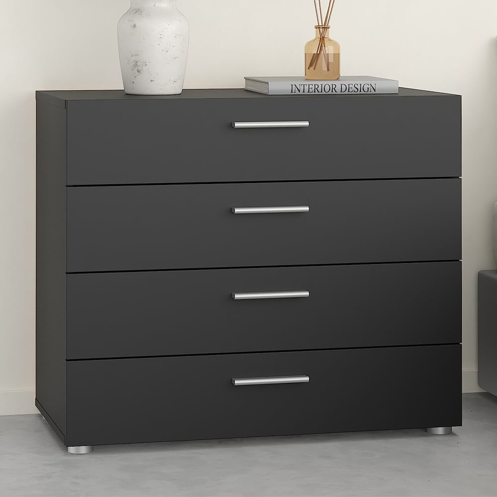 Florence 4 Drawer Black Chest of Drawers Image 1