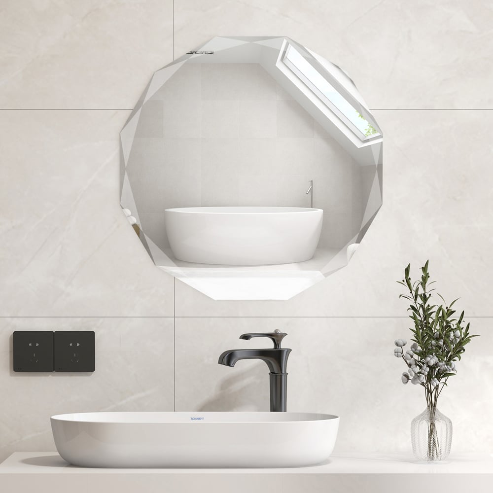 Costway Silver Polished Frameless Wall Mounted Mirror Image 4
