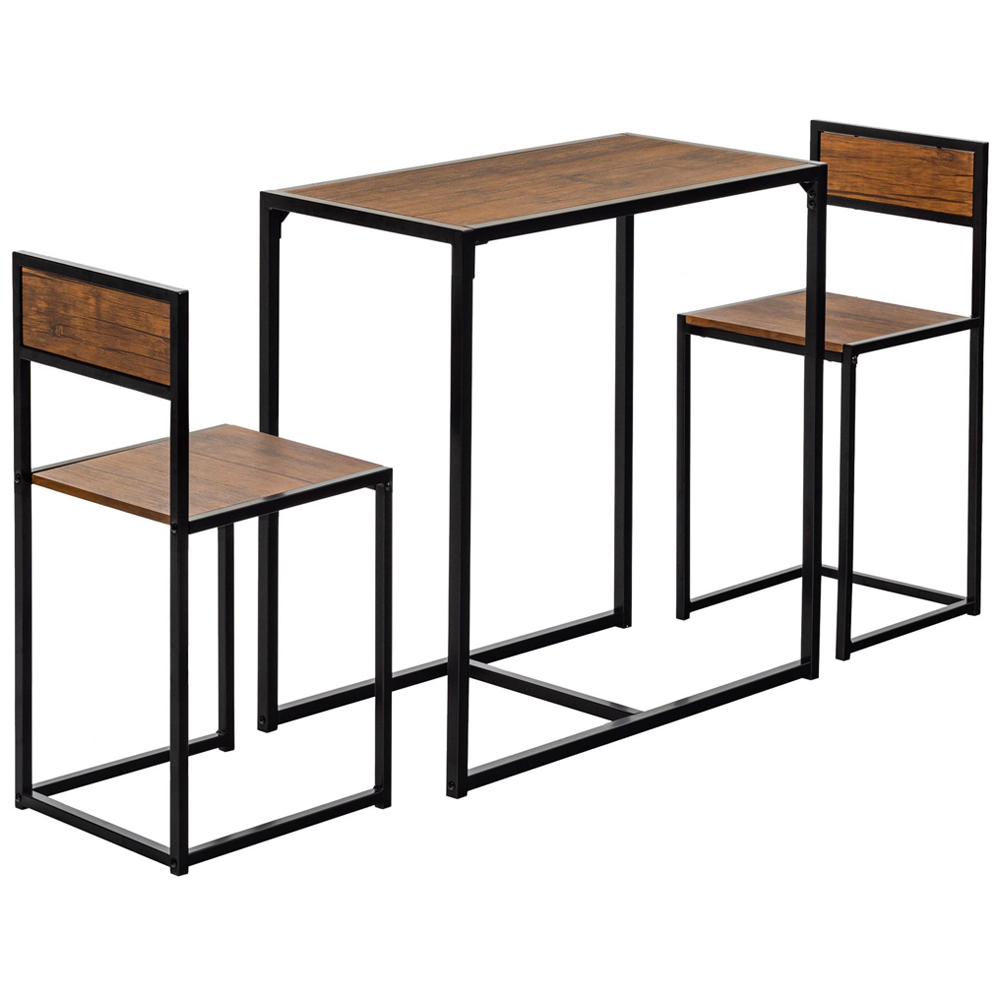 Harbour Housewares 2 Seater Industrial Breakfast Bar Set Brown Image 2