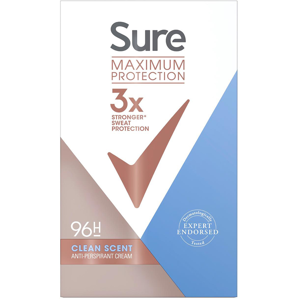 Sure Women Maximum Protection Clean Scent Anti-Perspirant Deodorant Stick 45ml 12 Pack Image 3