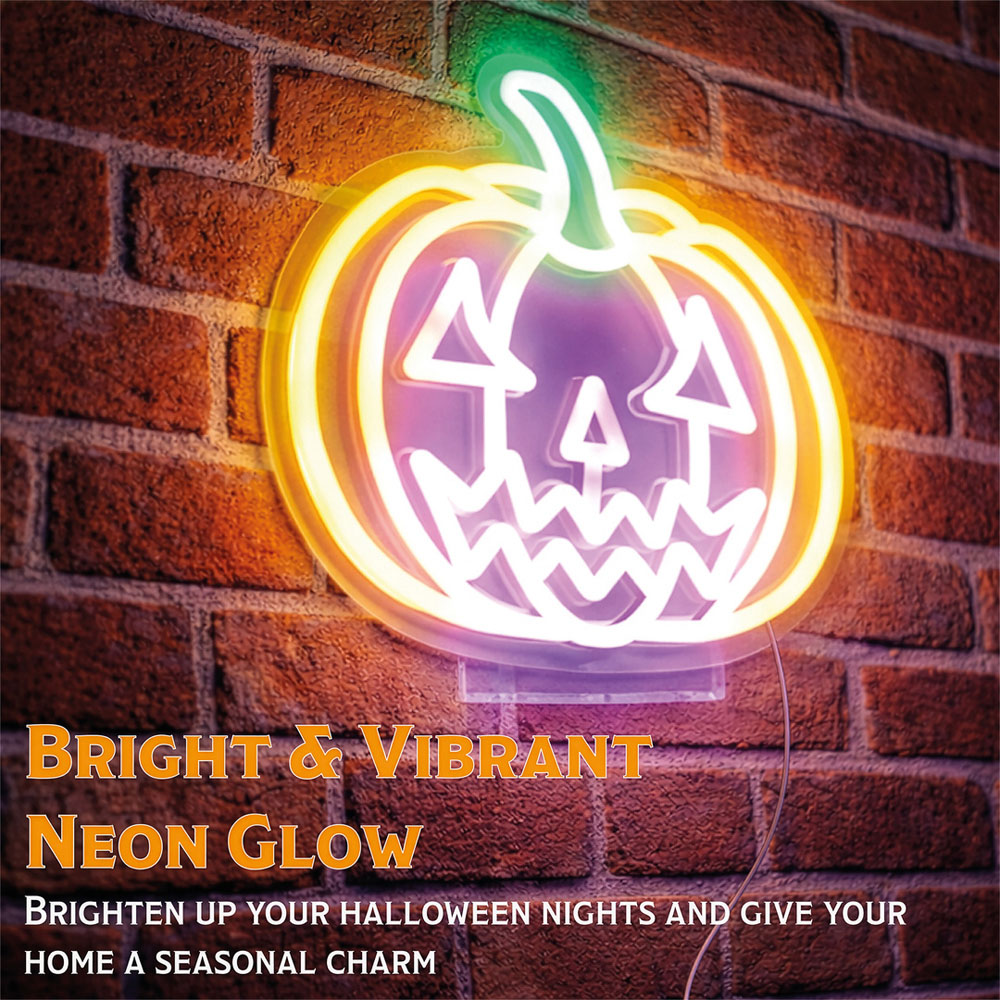 FXLab Pumpkin Silhouette Neon Light Indoor Halloween Decoration 26.1 x 24.8cm Image 3