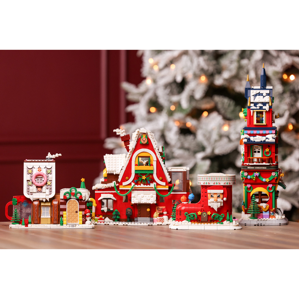The Seasonal Gift Co. Toy Shop 1084 Piece Kids Christmas Clock Tower Brick Building Set Image 6