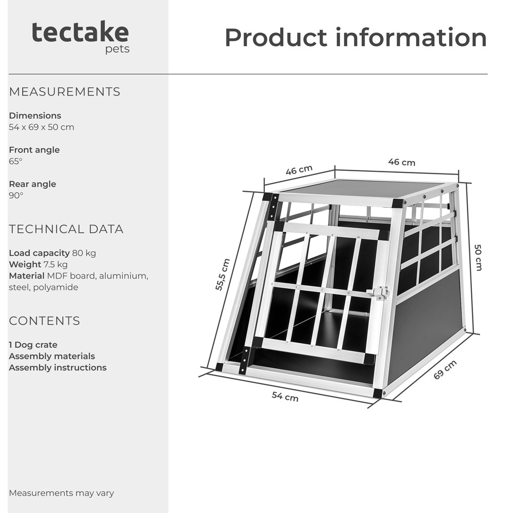 tectake Black Dog Crate 69 x 54cm Image 8