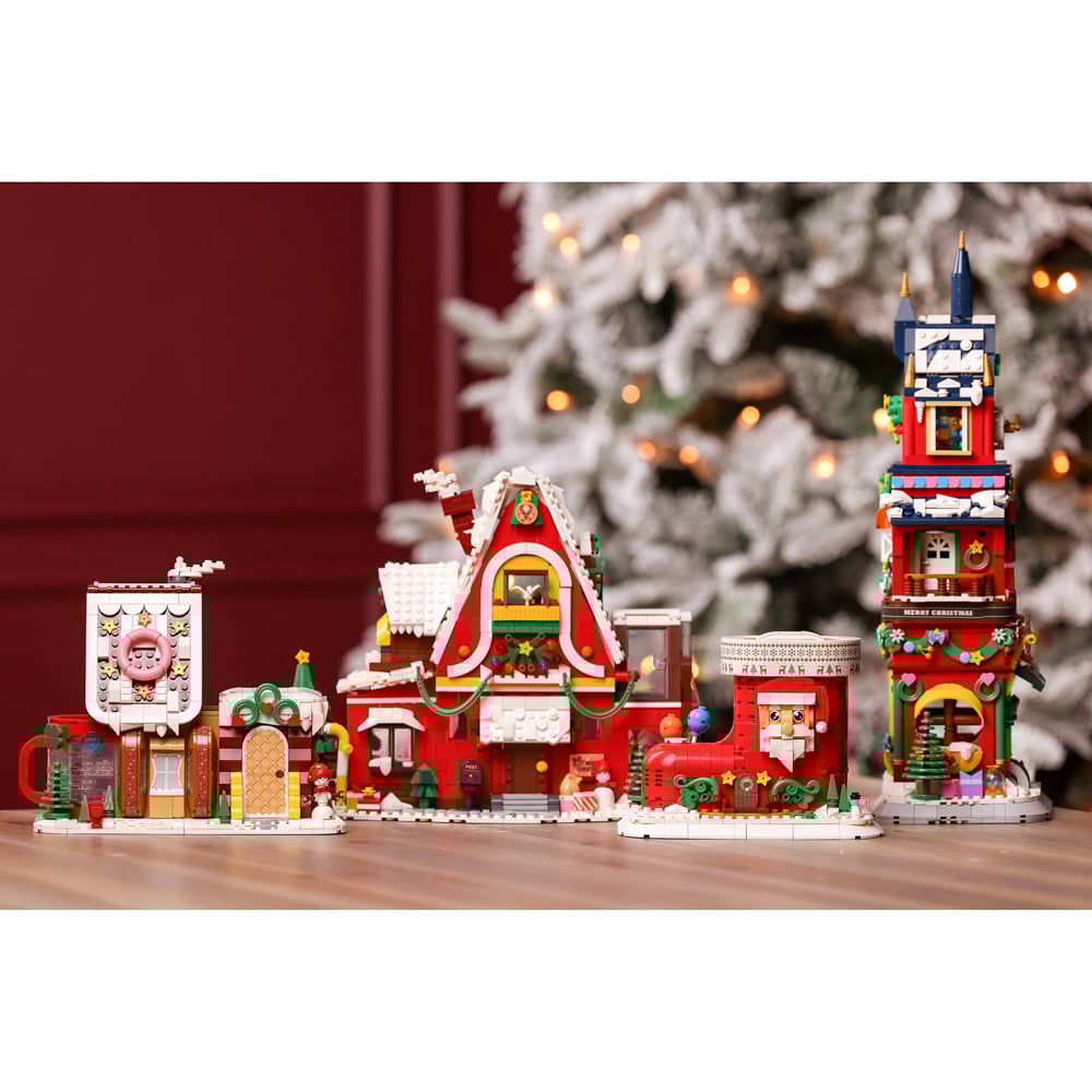The Seasonal Gift Co. Toy Shop 1301 Piece Kids Christmas Chalet Brick Building Set Image 6