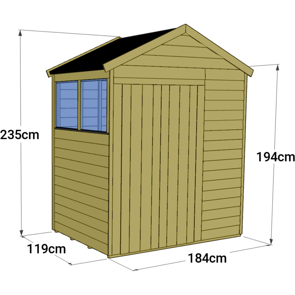 StoreMore 4 x 6ft Double Door Tongue and Groove Apex Shed with Window Image 4