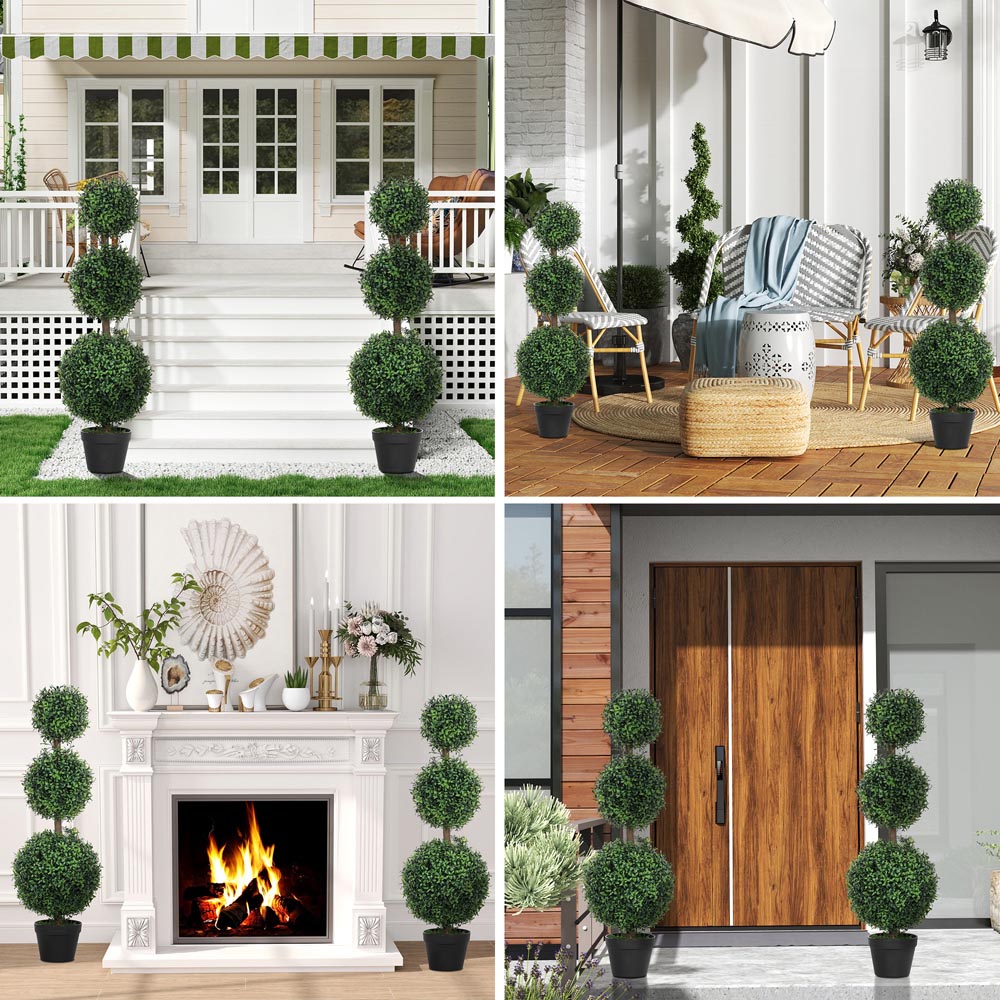 Portland Green Artificial Plants Boxwood Tree in Pot 2 Pack Image 5