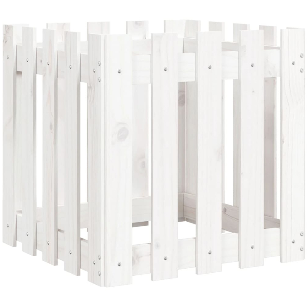 vidaXL White Pine Wood Garden Planter 50 x 50 x 50cm Image 3