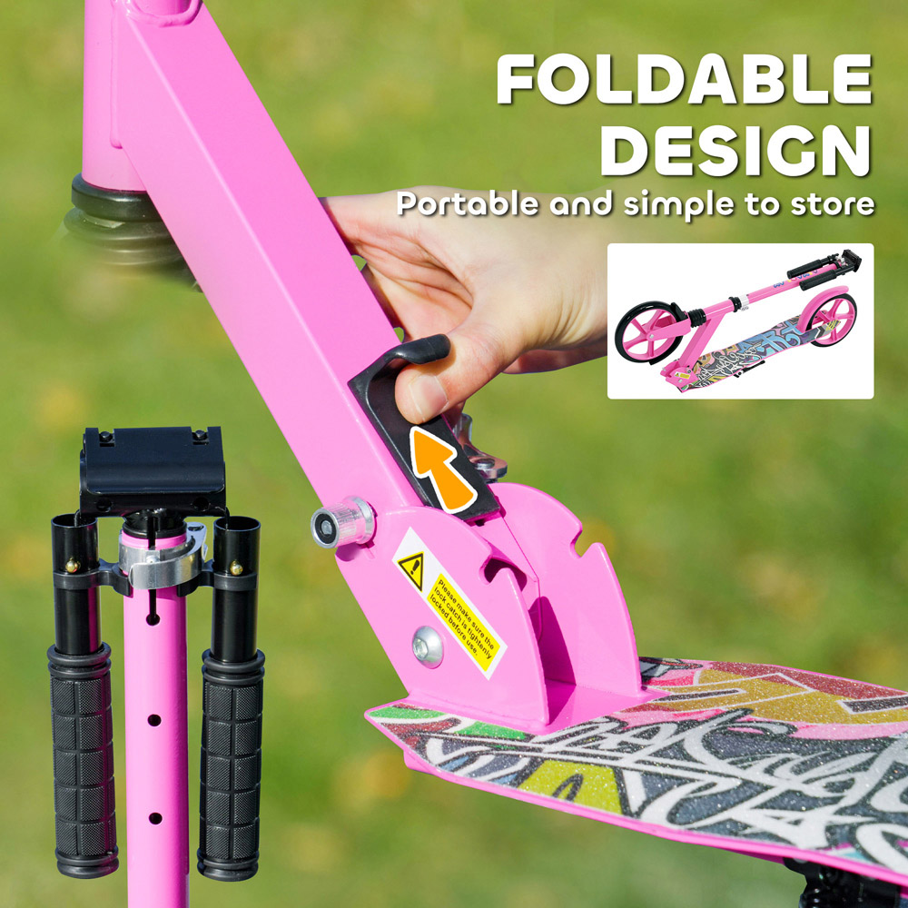 Tommy Toys AIYAPLAY Pink Adjustable Handlebar Foldable Kids Kick Scooter Image 7