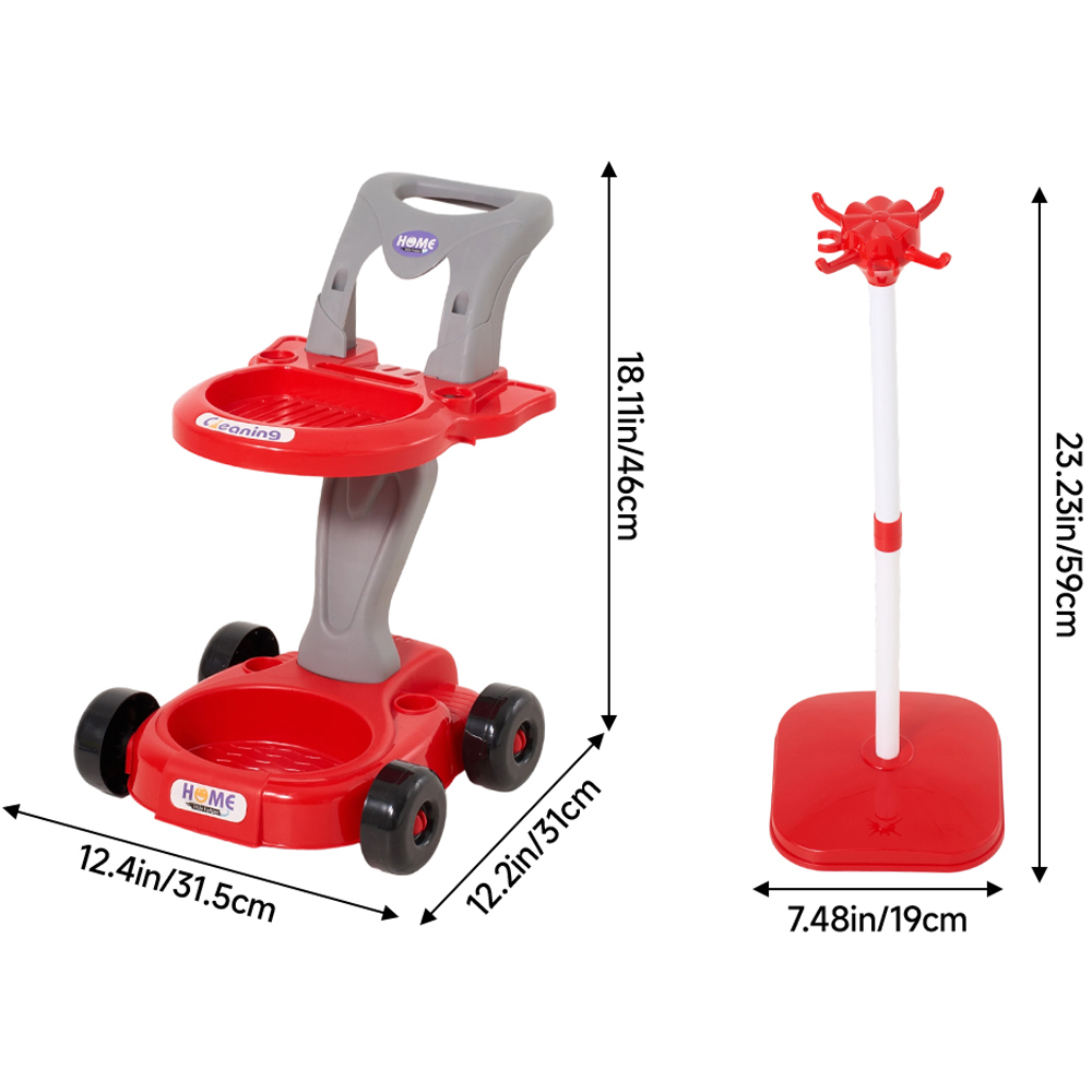 H&O Direct Kids 29 Piece Red Cleaning Pretend Play Set Image 7