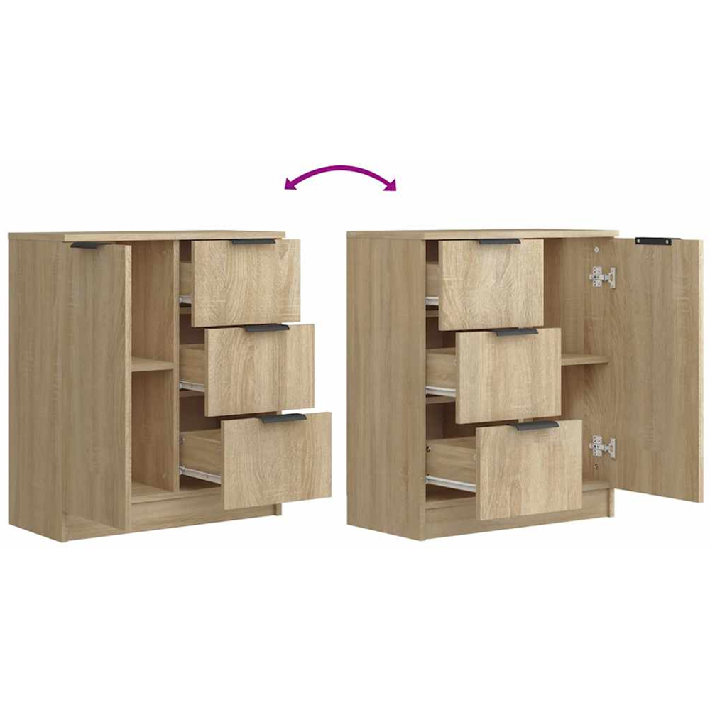 vidaXL Single Door 3 Drawer Sonoma Oak Sideboard Set of 2 Image 7