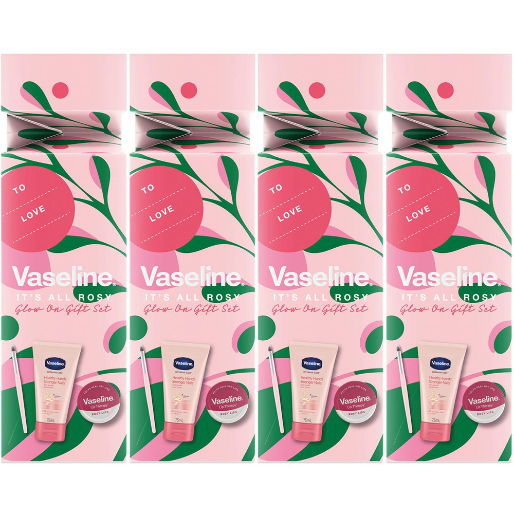 Vaseline Hand and Lip Care It's All Rosy Glow On 3 Piece Gift Set for Her 4 Pack Image 1