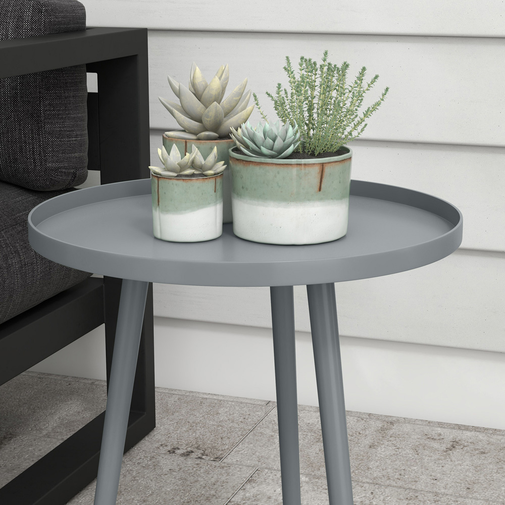 Outsunny Grey Round Garden Coffee Table Image 5