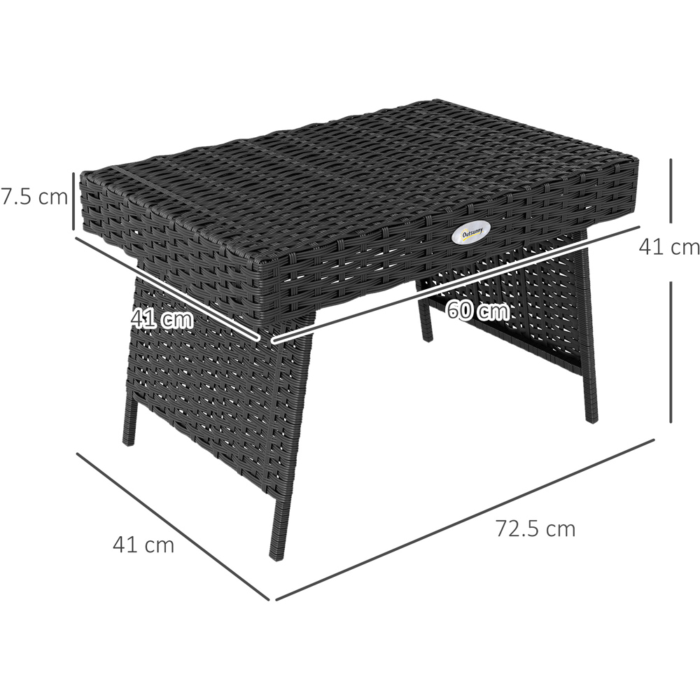 Outsunny Black Rattan Steel Frame Foldable Outdoor Coffee Table Image 9