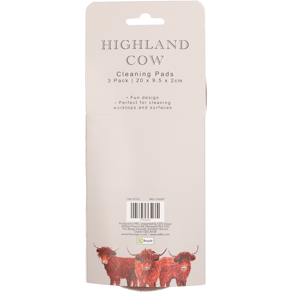 Pack of 3 Highland Cow Cleaning Pads Image 4