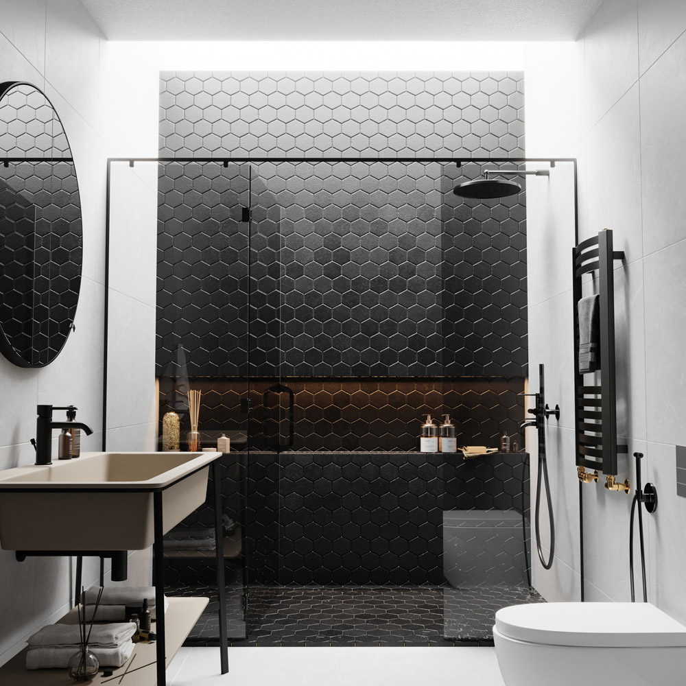 Terma Dexter 1102 BTU Matt Black Electric Heated Towel Rail 860 x 400mm Image 6