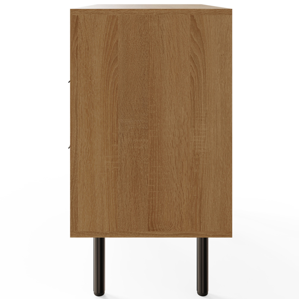 GFW Nervata Single Door 2 Drawer Single Shelf Oak and Black Ribbed Compact Sideboard Image 3