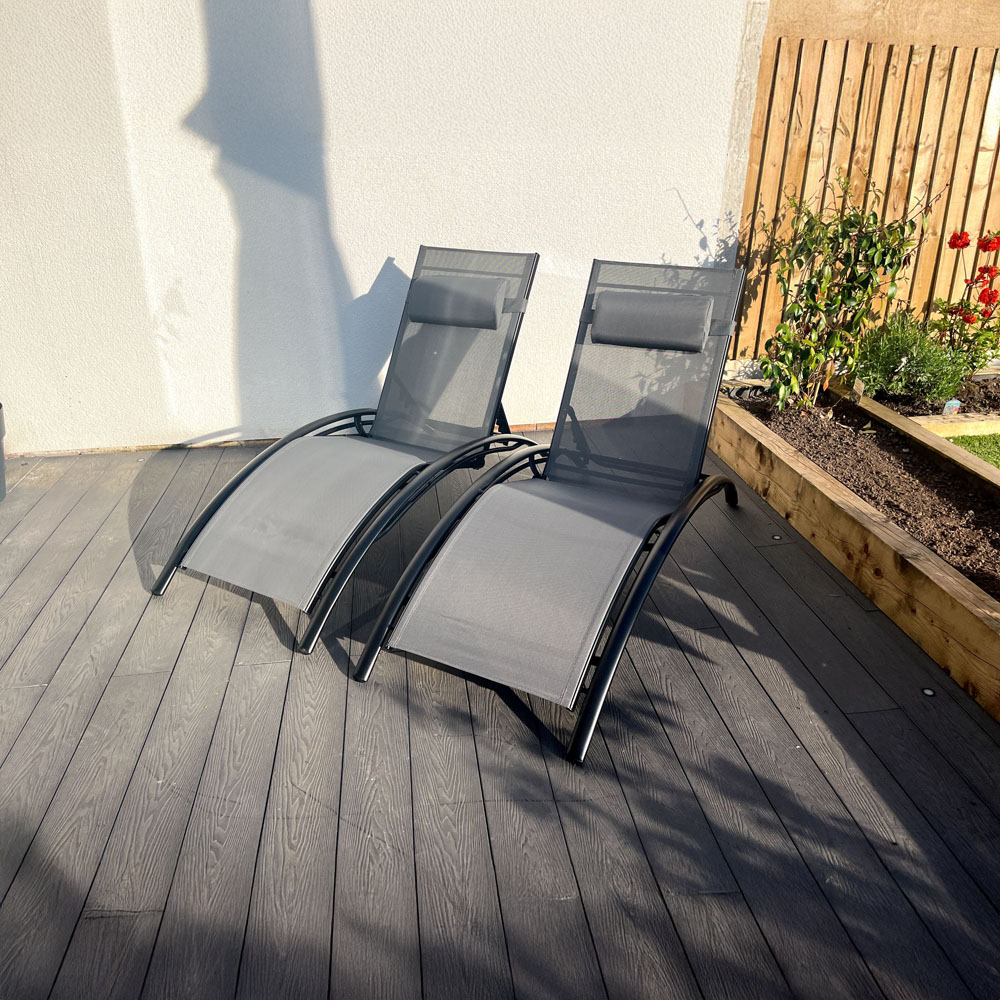 Outdoor Living Bali Set of 2 Grey Sun Loungers Image 7