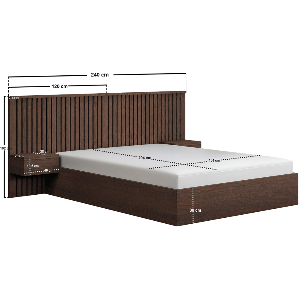 Solace+Co Taylor King Size Walnut Hotel Ottoman Bed with Side Table Image 6