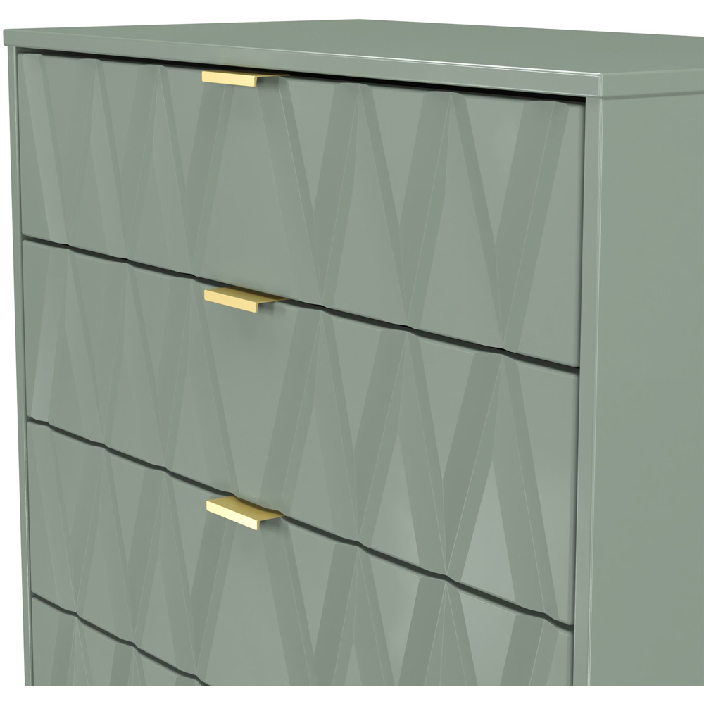 Crowndale Diamond 4 Drawer Reed Green Chest of Drawers Ready Assembled Image 4