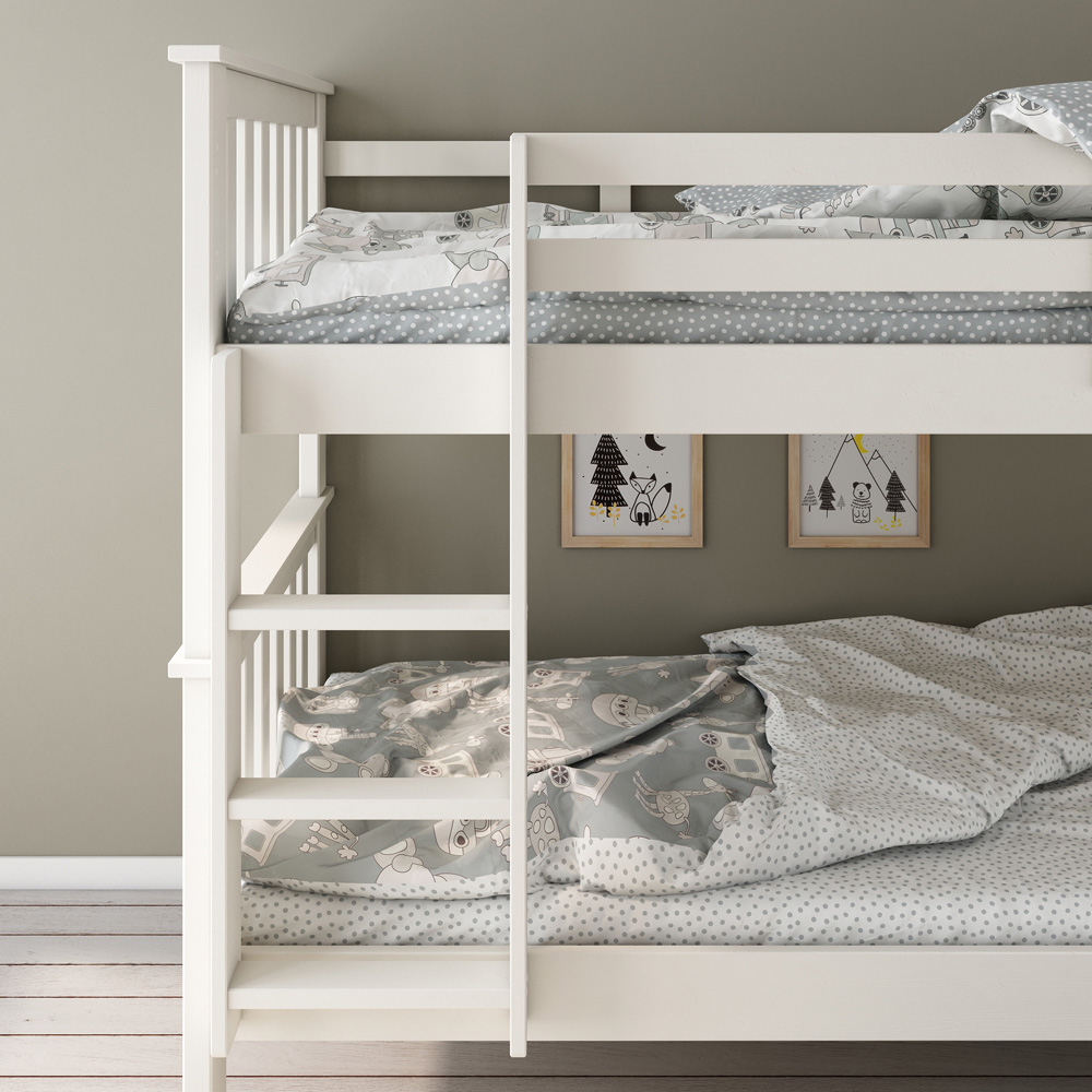 Carra White Bunk Bed with Spring Mattresses Image 4