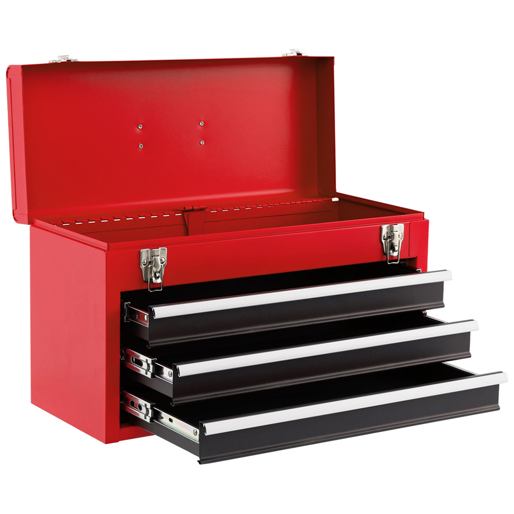 Costway 3 Drawer Red and Black Portable Steel Tool Box Image 3