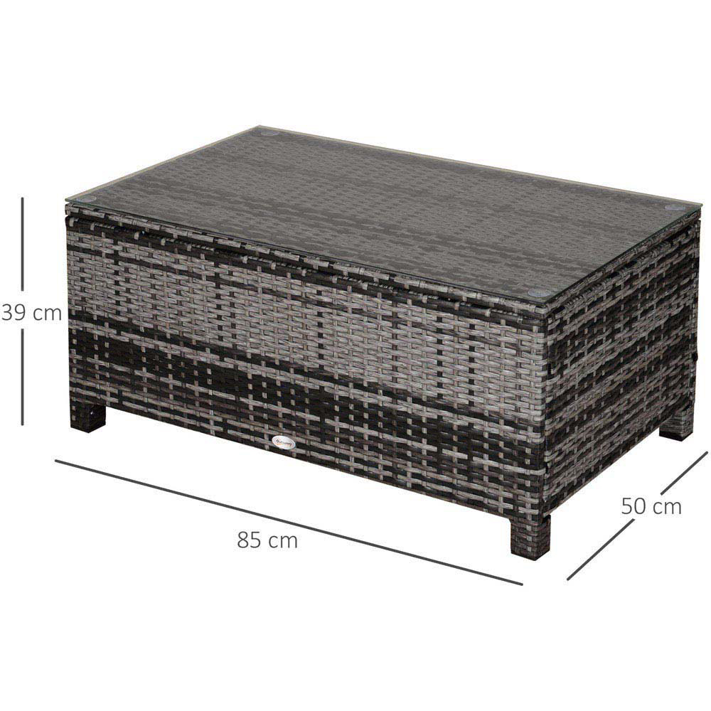 Outsunny Grey Rattan Coffee Table Image 7