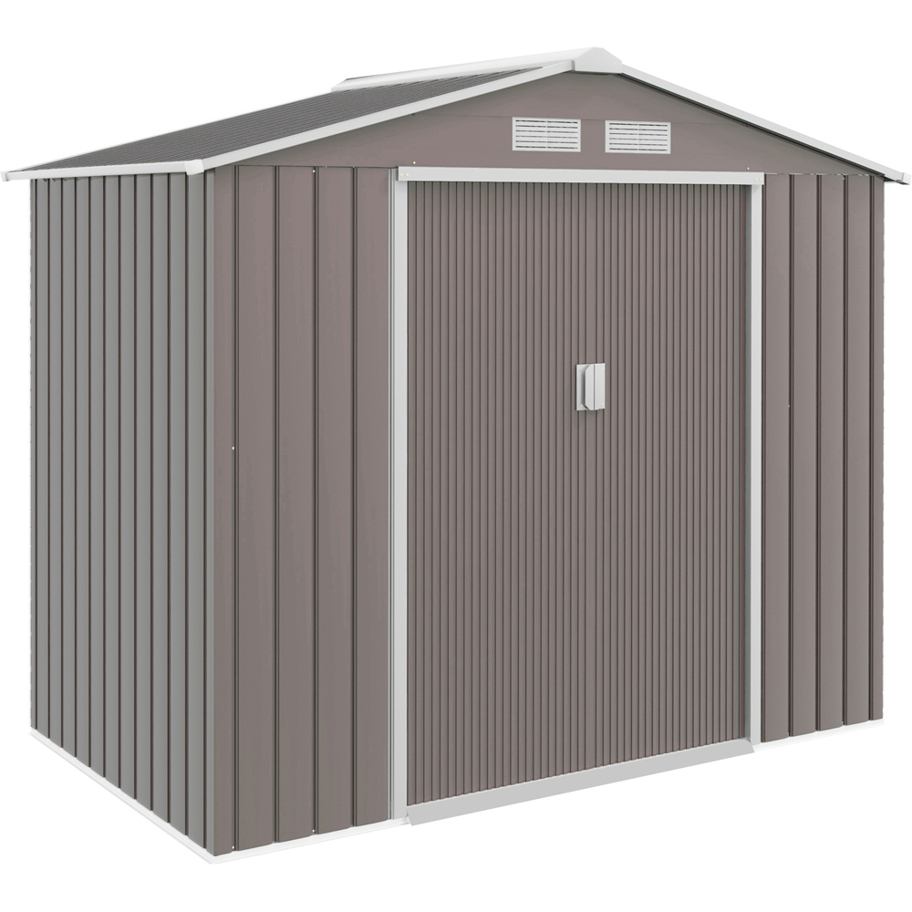 Outsunny 7 x 4ft Grey Metal Apex Garden Shed Image 1