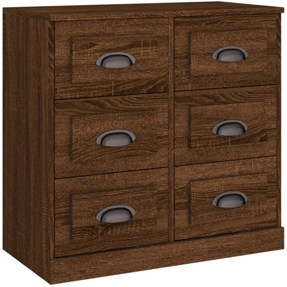 vidaXL 6 Drawer Brown Oak Sideboard Image 2