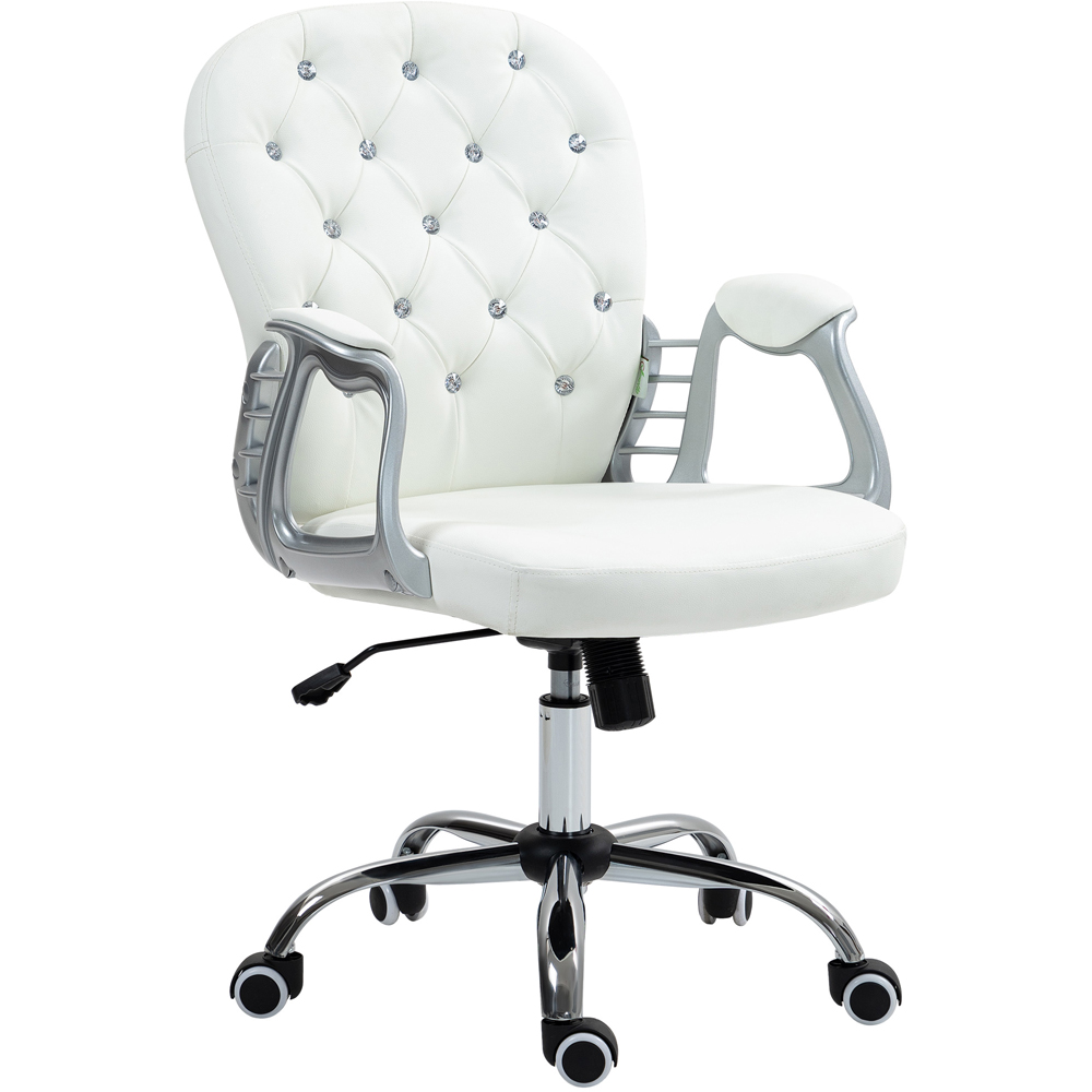 Portland White PU Diamante Padded Swivel Office Chair Image 2