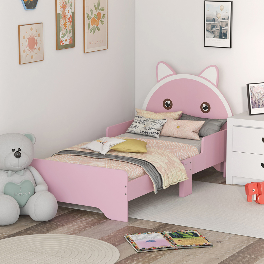 Tommy Toys Pink Cat Toddler Bed Frame with Guardrail Image 3