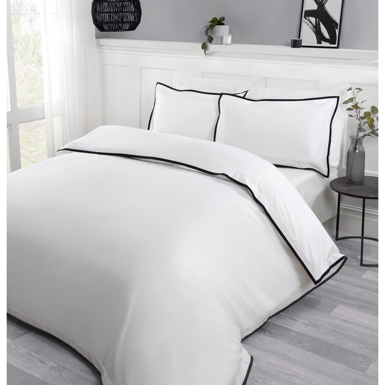 Divante Alston Oxford King Size Trim White Duvet Set Image 2