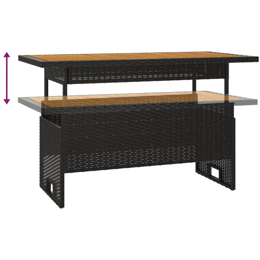 vidaXL Black Solid Wood Acacia and Polyrattan Garden Table Image 5